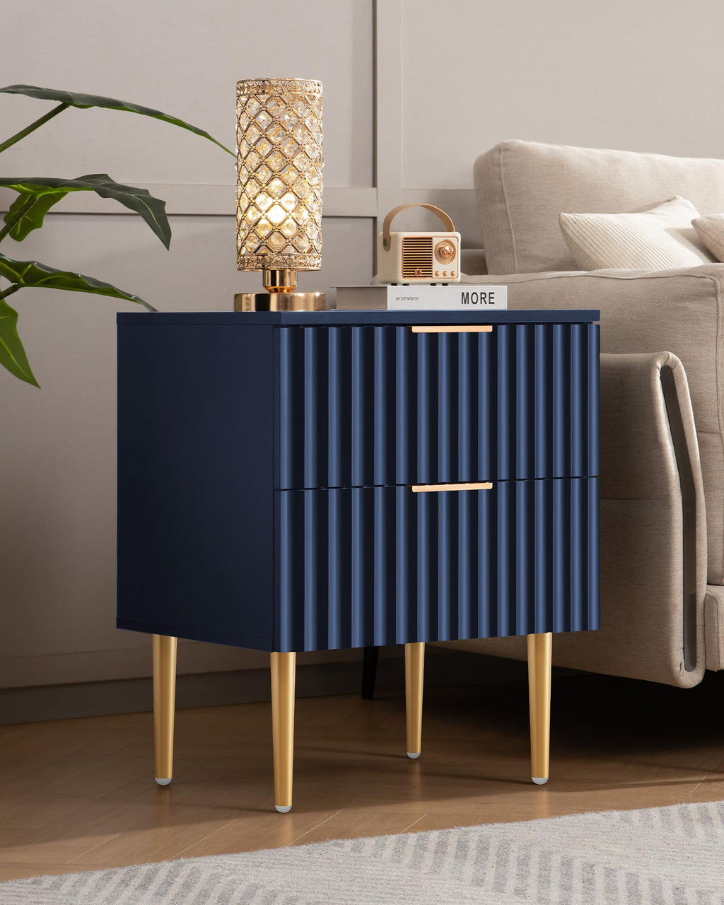 Glossy Nightstand Set of 2 with Drawers Z57964