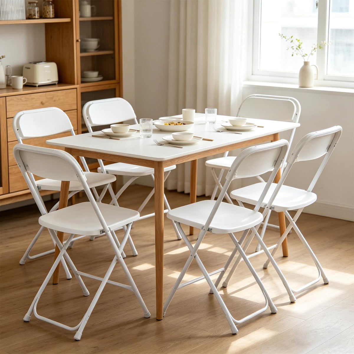 White 10 Pack Folding Chairs with Steel Frame H7281