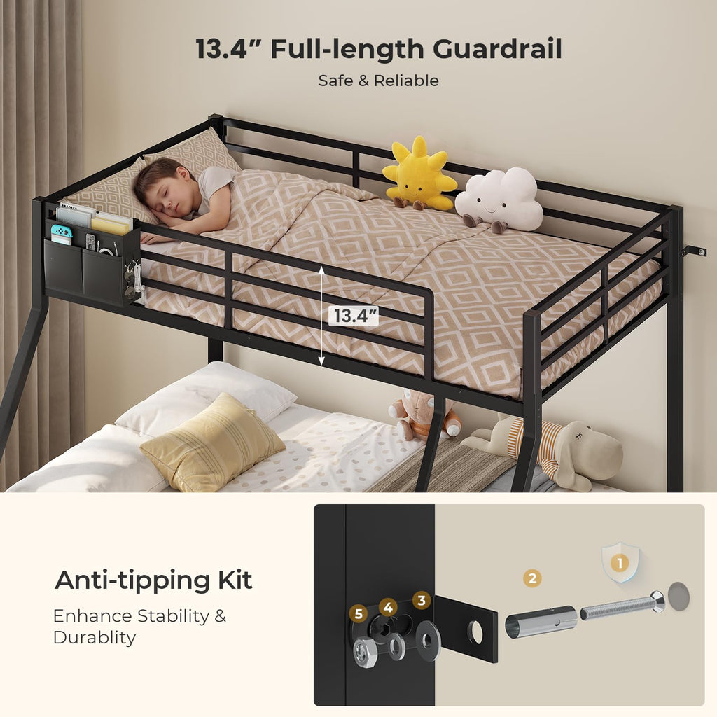 Twin Over Full Bunk Bed with Trundle and 6 Storage Drawers T93423