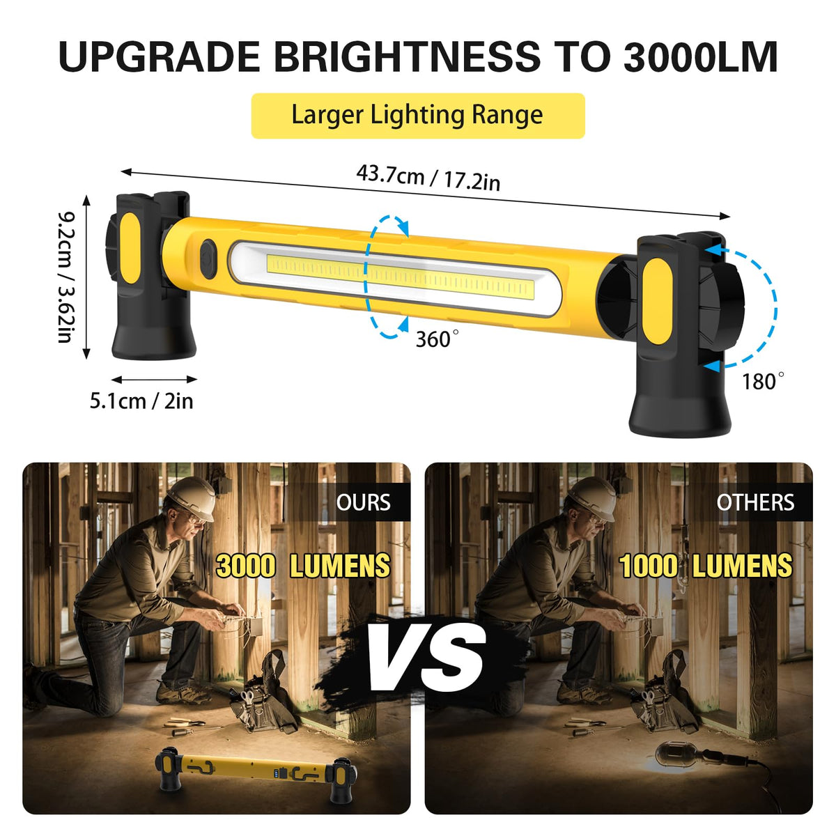 Magnetic Work Light Bar, 6000mAh 3000LM Rechargeable Z22585
