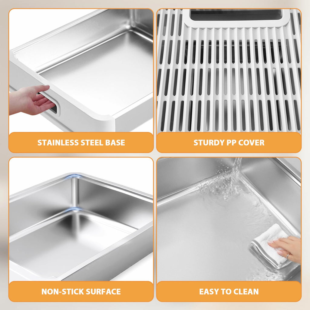 XL Stainless Steel Cat Litter Box with Drawer Y6559