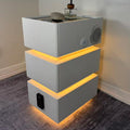 White 3 Drawer Faux Leather Nightstand with Charging Station V68130