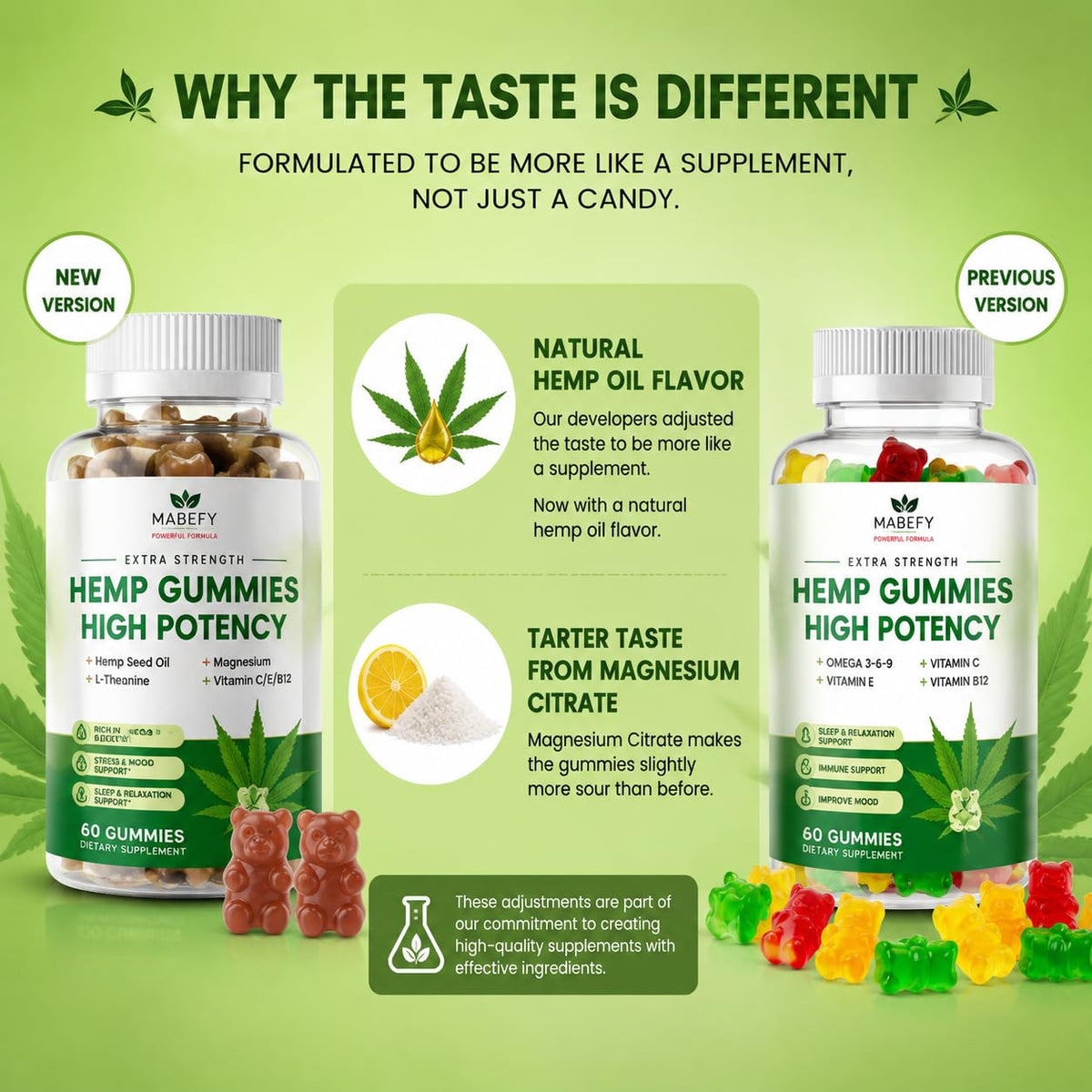 2 Pack Hemp Gummies with Magnesium, Vitamins, Pumpkin Seed, Ashwagandha, GABA, L-Theanine, Pineapple Flavor, 120 Bears, Vegan A678372