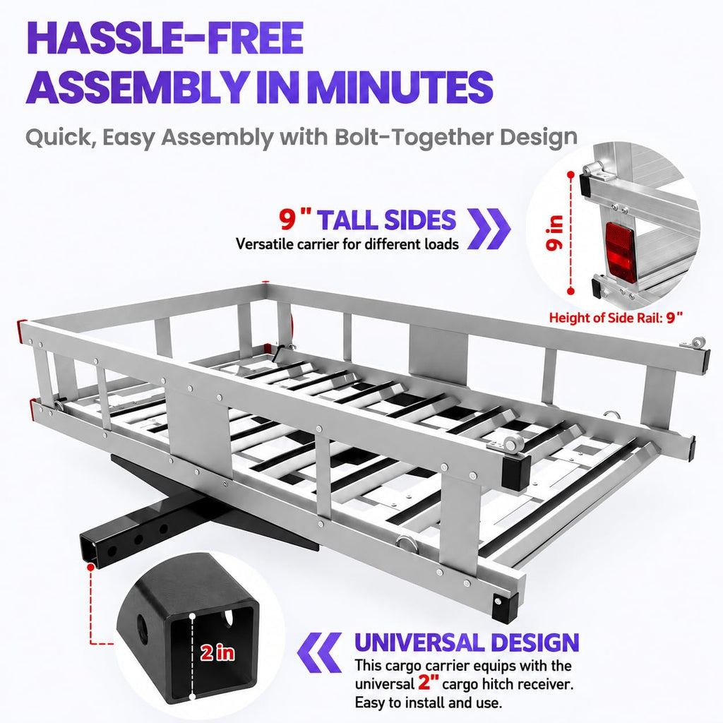 50 × 30 × 9in Aluminum Hitch Cargo Carrier V911311