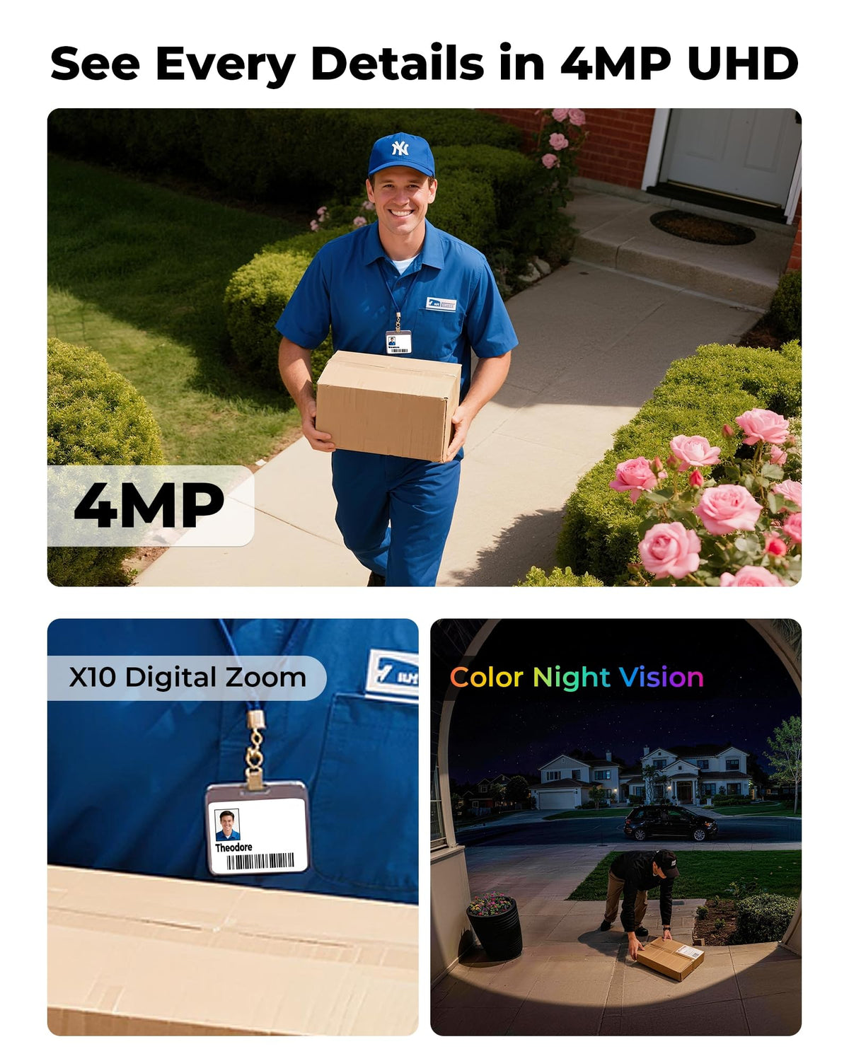 4MP Solar Powered Wireless Security Camera System with Color Night Vision L3556