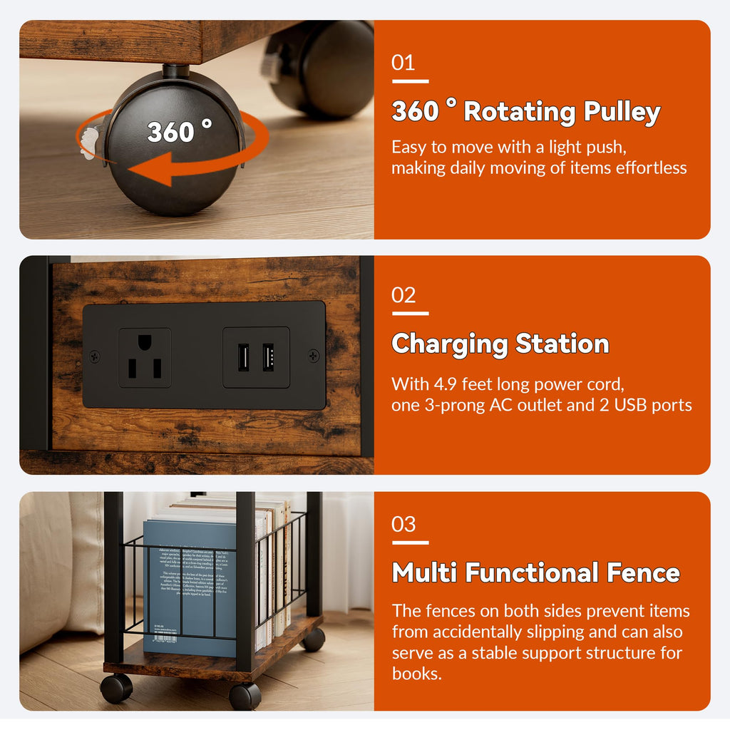 Rolling Side Table with Wheels L245827