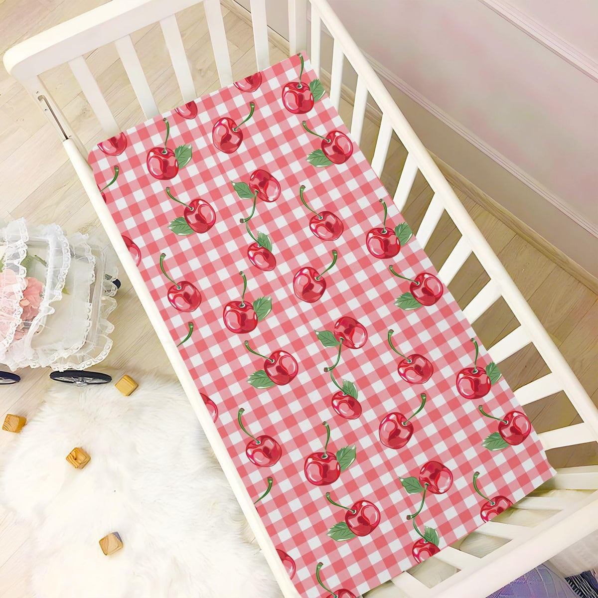Cherry Buffalo Plaid Fitted Crib Sheet L7456