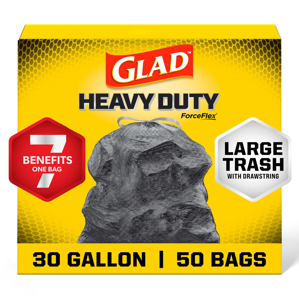 30 Gallon Unscented Heavy Duty Drawstring Trash Bags, 50 Count V63812