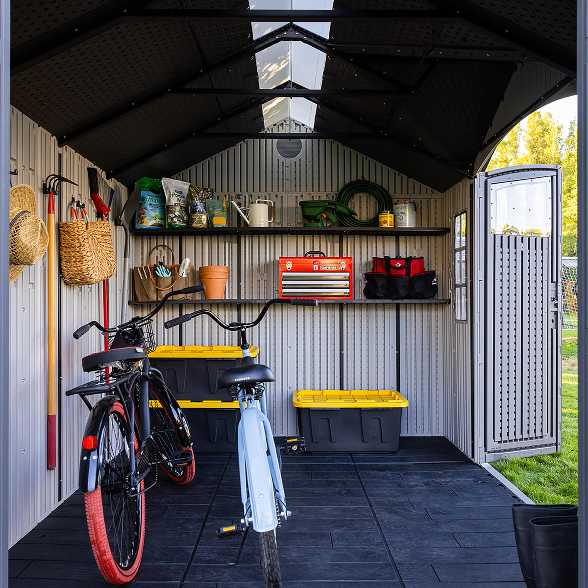 10x8 Ft Gray Resin Outdoor Storage Shed with Double Doors N634