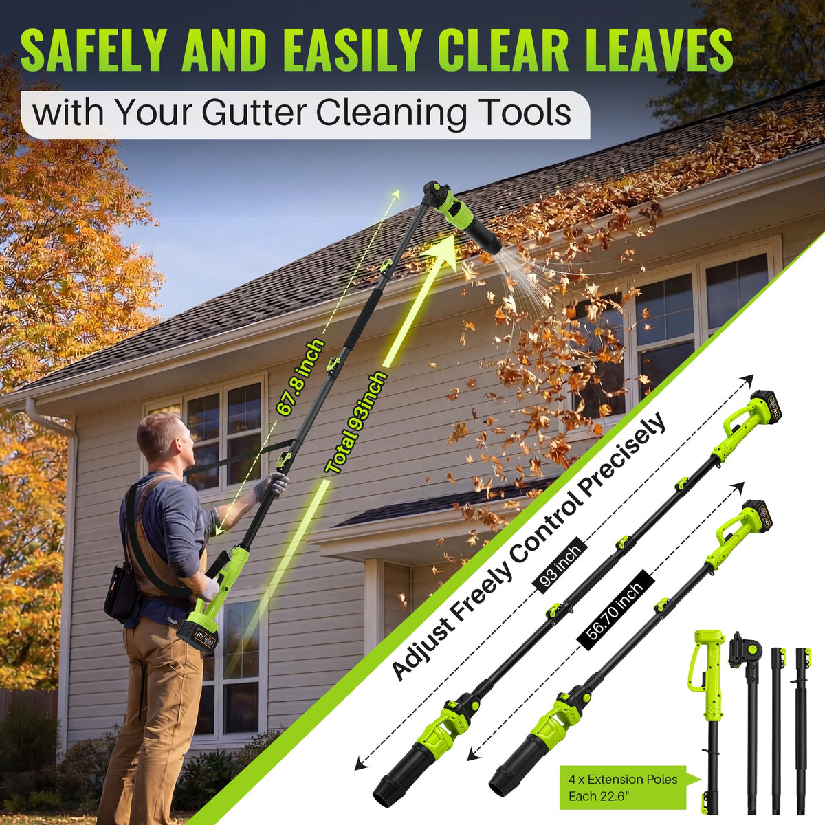 Cordless Leaf Blower with 2 Batteries 21V, 580CFM/180MPH R712