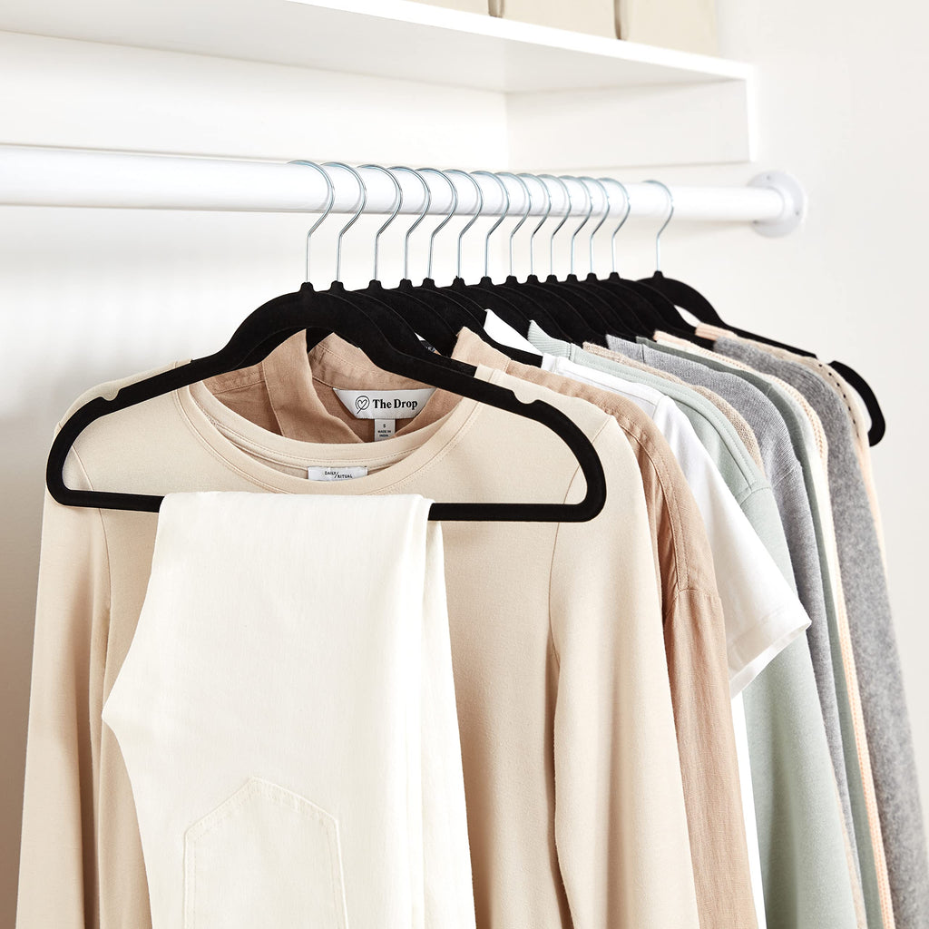 Slim Velvet Non-Slip Suit Hangers, Black, 50-Pack W514610