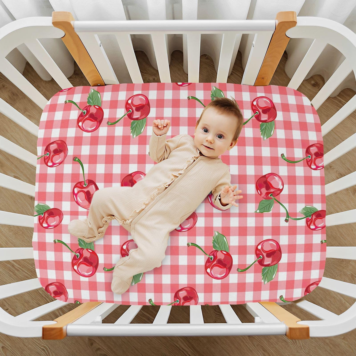 Cherry Buffalo Plaid Fitted Crib Sheet L7456