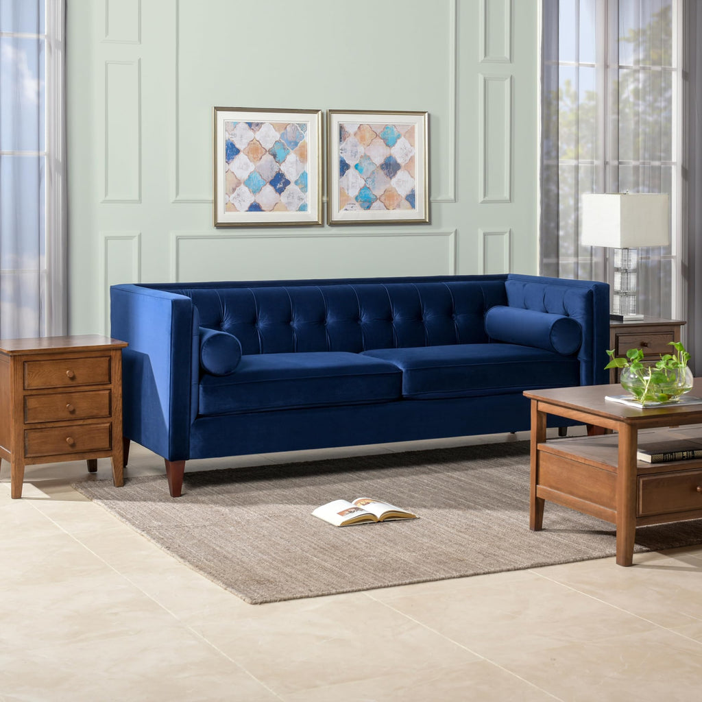 Navy Blue Velvet Tufted Sofa Z9932