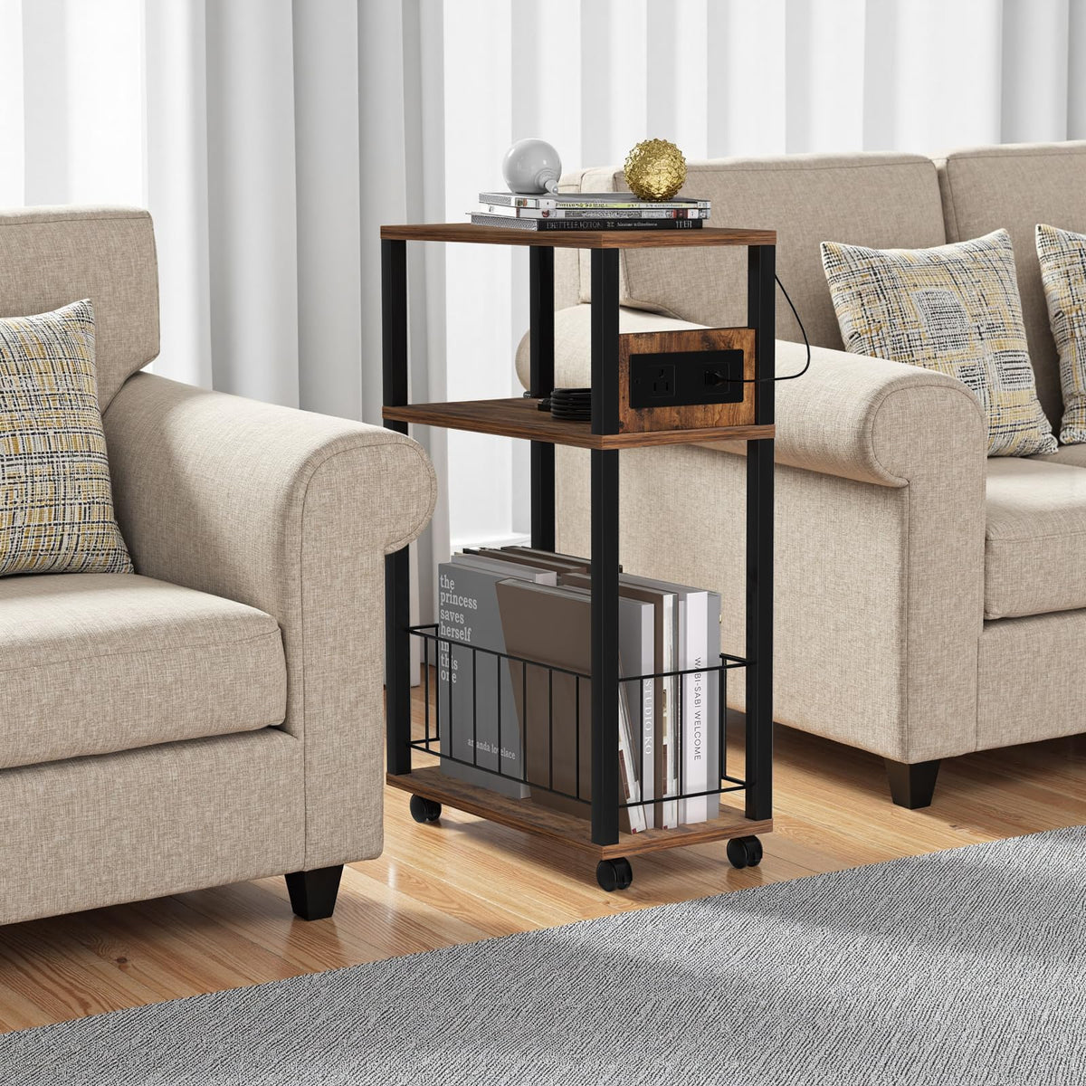 Rolling Side Table with Wheels L245827