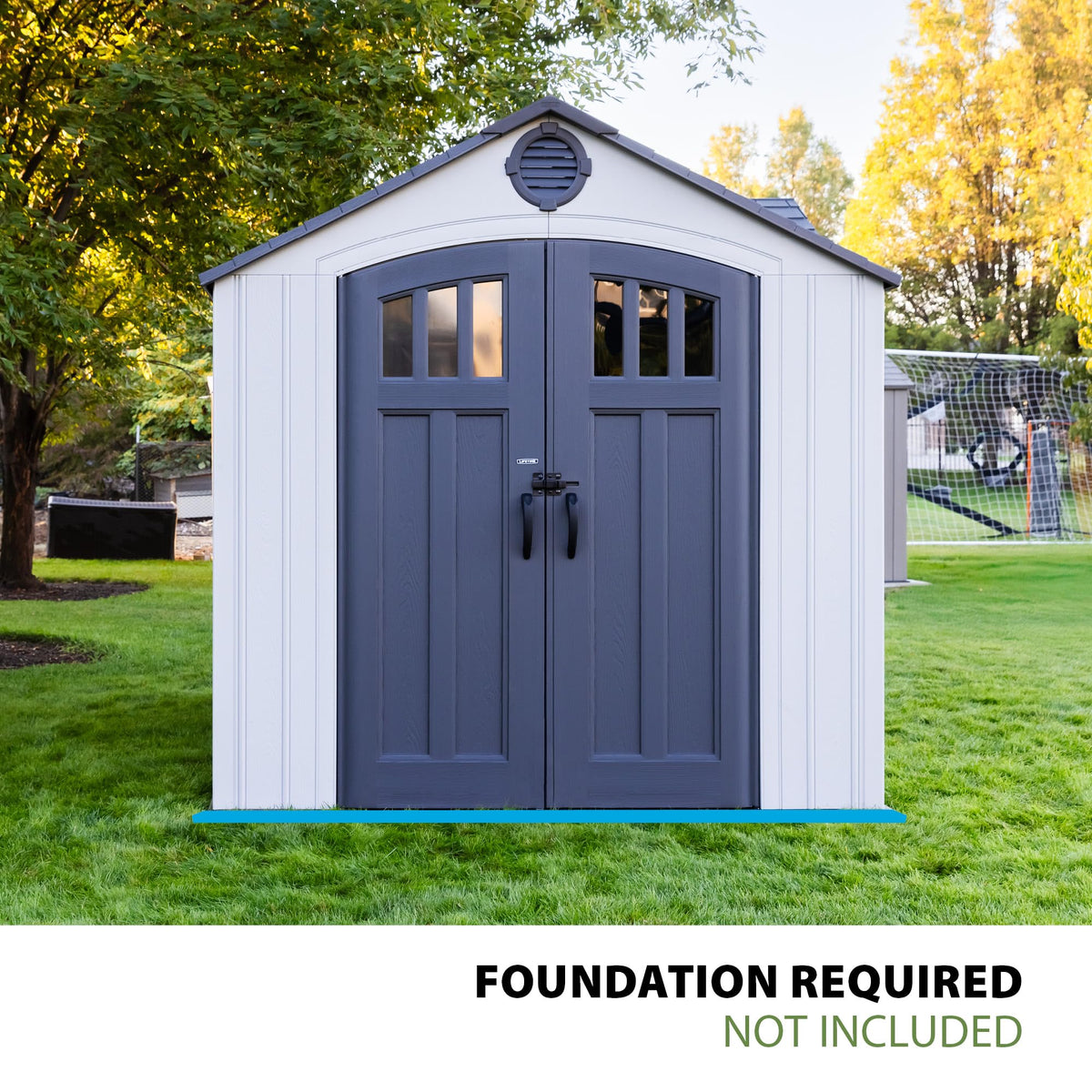10x8 Ft Gray Resin Outdoor Storage Shed with Double Doors N634