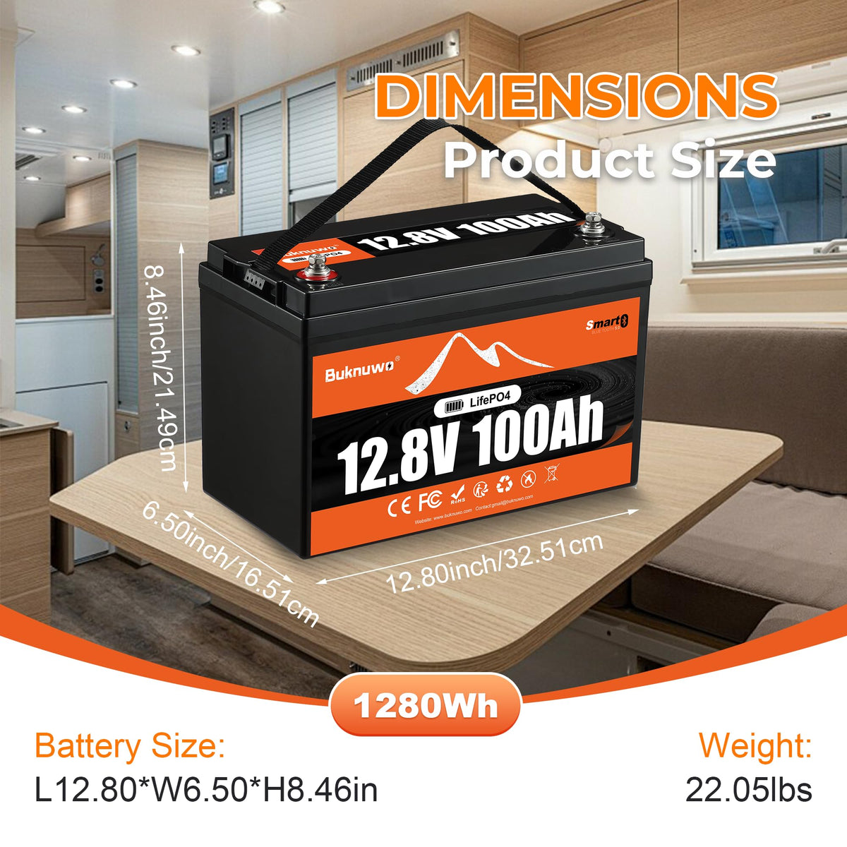 12V 100Ah LiFePO4 Lithium Battery with Bluetooth L69957