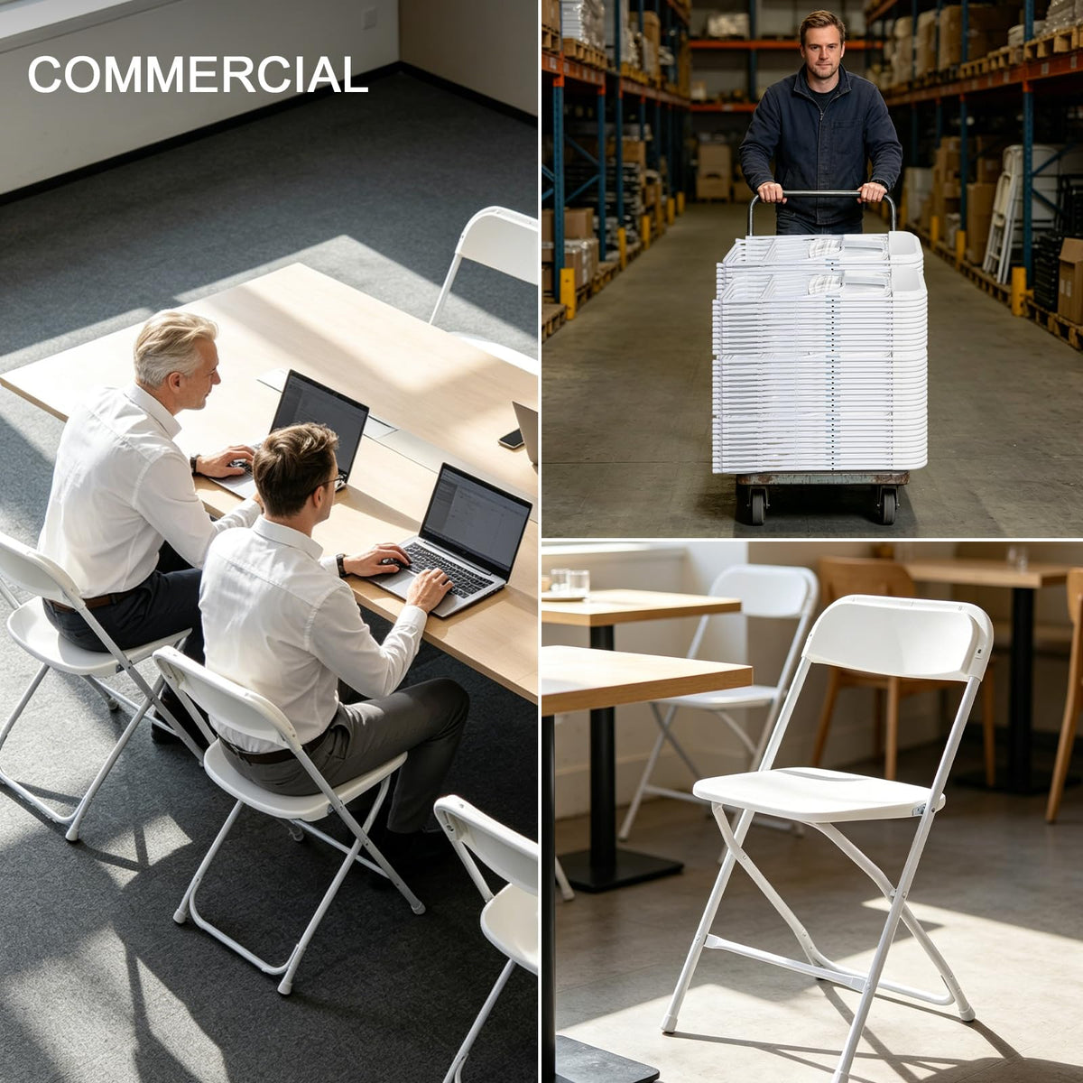 White 10 Pack Folding Chairs with Steel Frame H7281