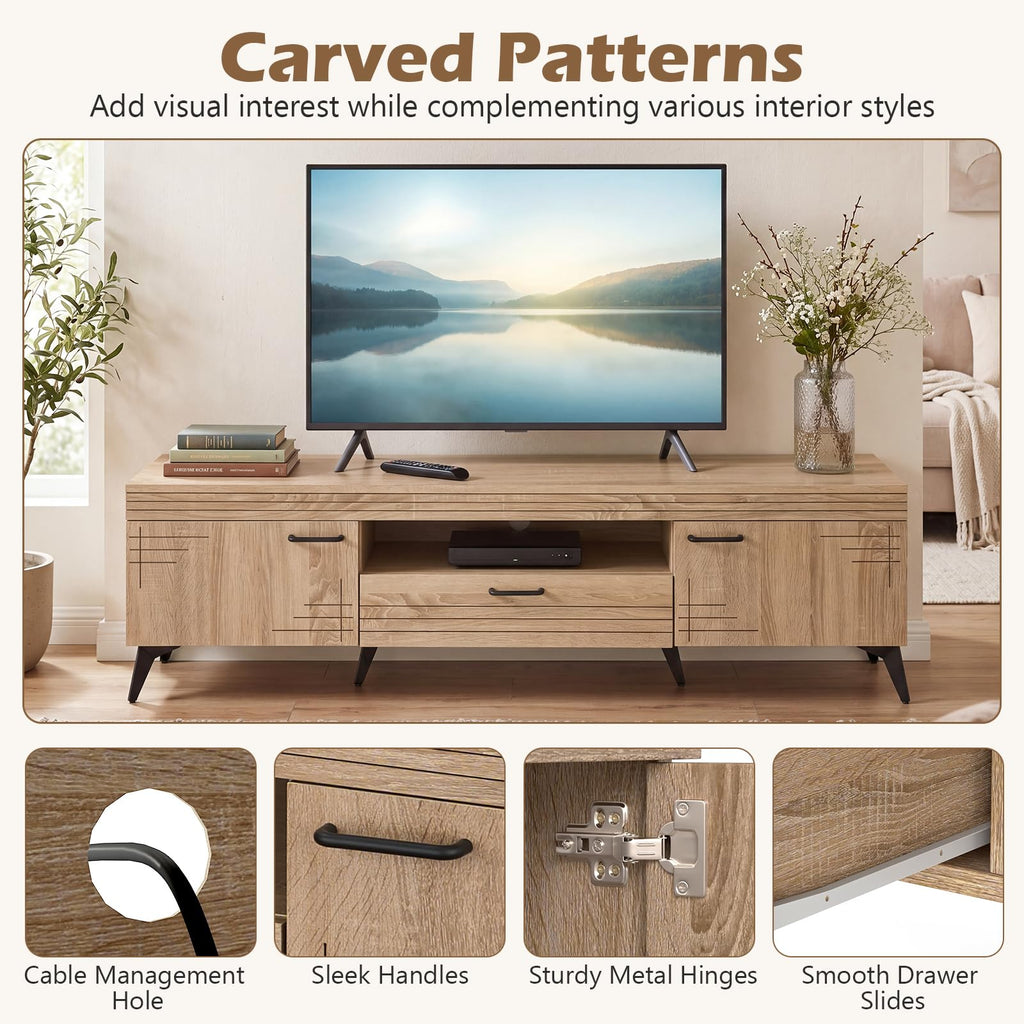 Mid Century Modern TV Stand with Storage Drawer and Open Shelf S98697