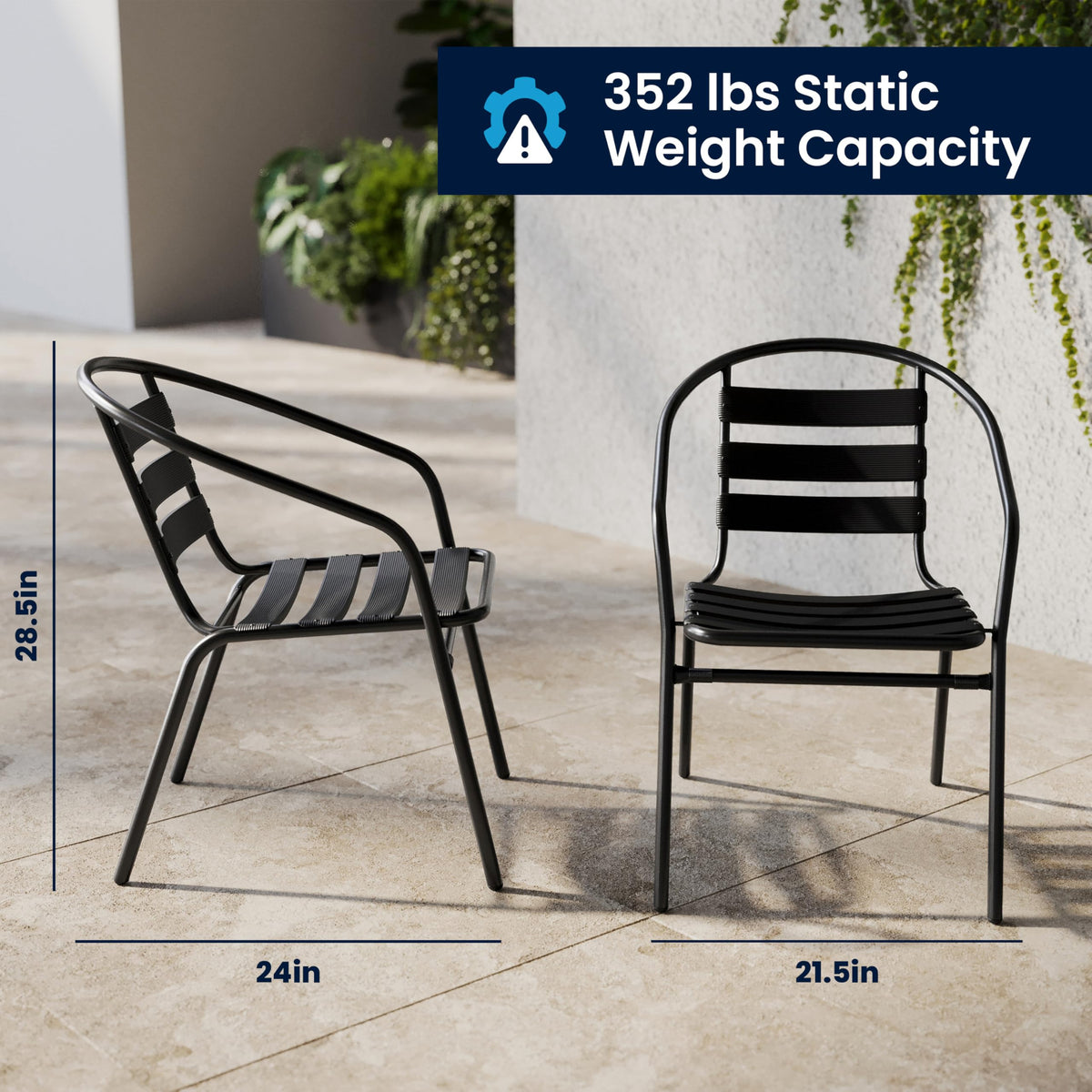 Black Set of 4 Stacking Outdoor Chairs D983