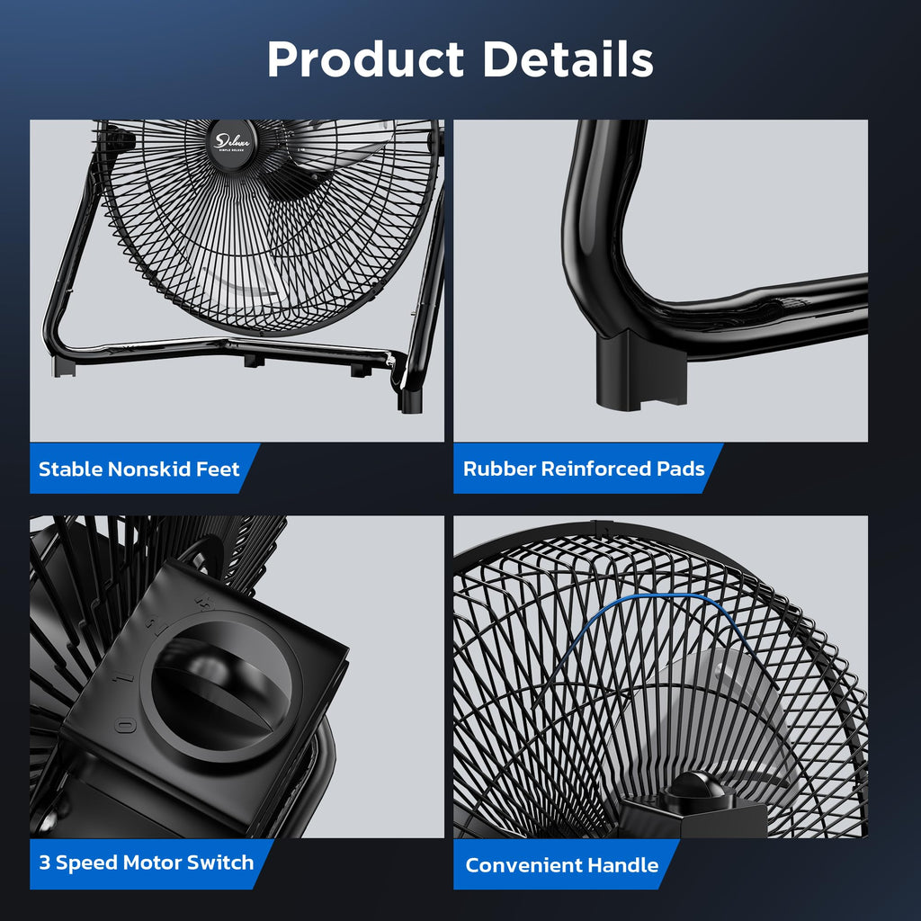 20" 3-Speed High Velocity Industrial Floor Fan, 2 Pack V6673