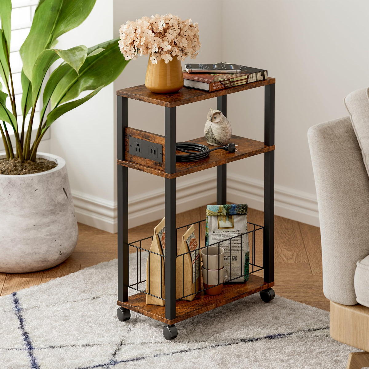 Rolling Side Table with Wheels L245827