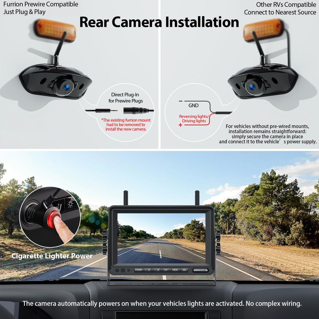 1080P 7" Wireless RV Backup Camera System with DVR Monitor E75139