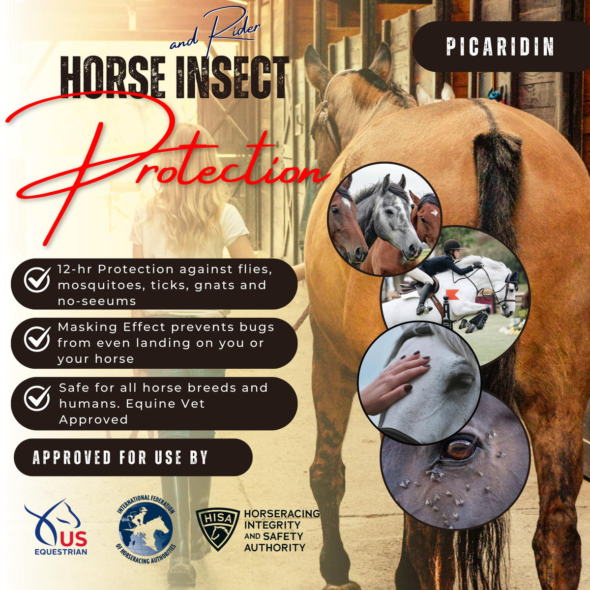 Picaridin 10oz Continuous Spray 32oz Refill 80ct Wipes Horse Fly Repellent N3737