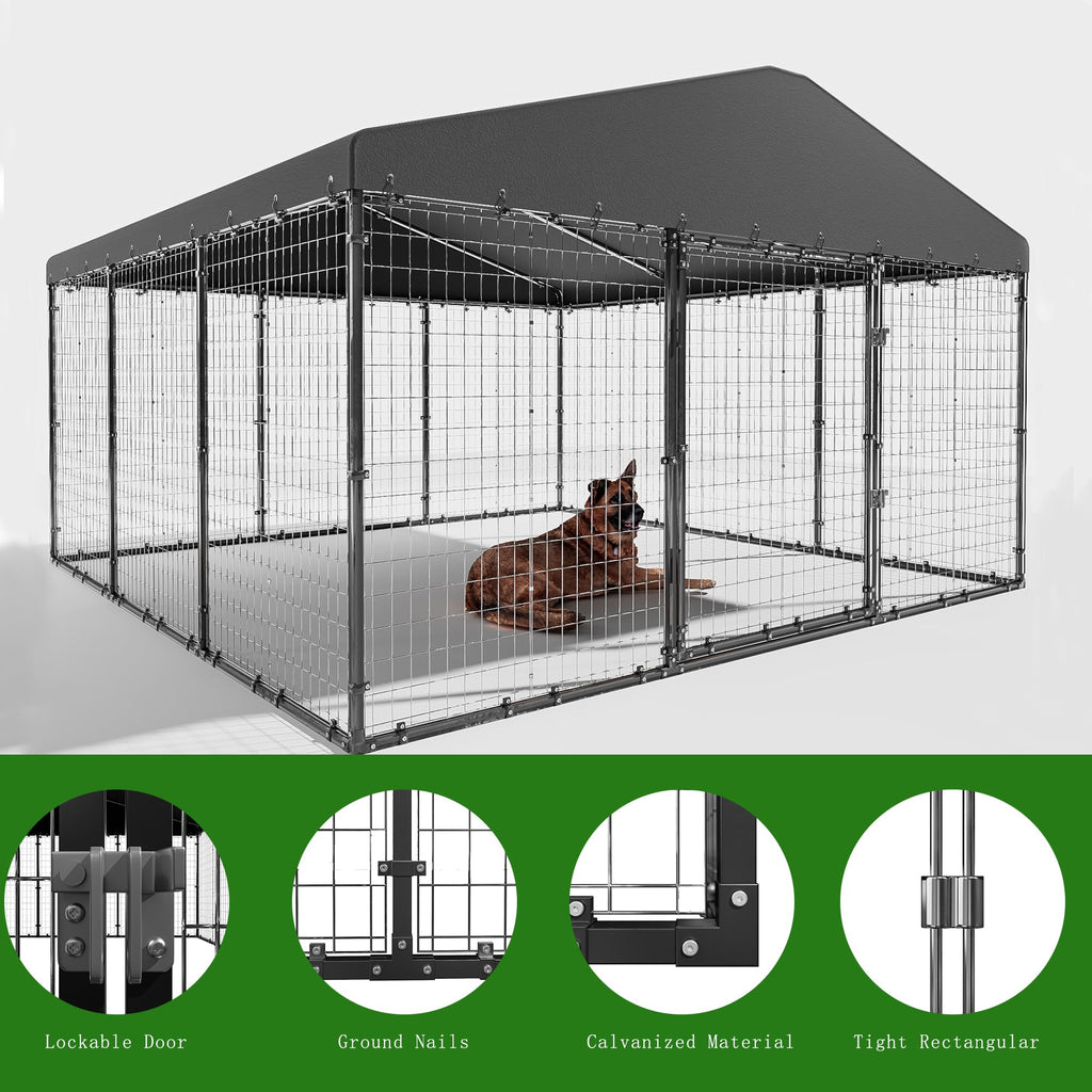 10x10x6 FT Heavy Duty Dog Kennel with Roof Q106