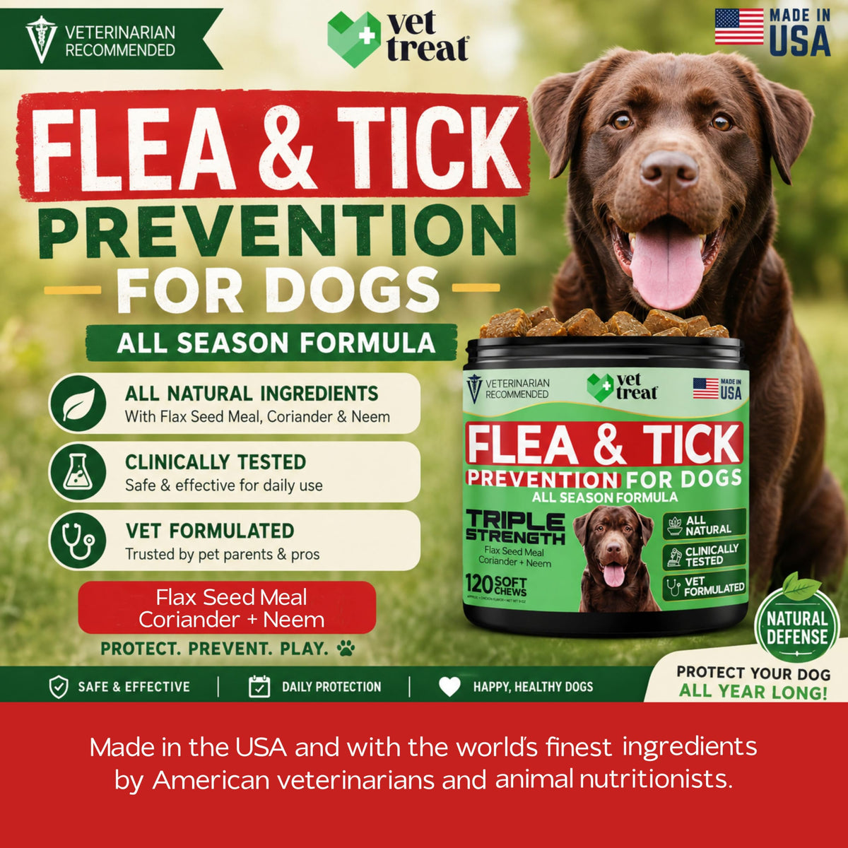 Flea and Tick Chewables for Dogs Chicken 120 Soft Treats S7111