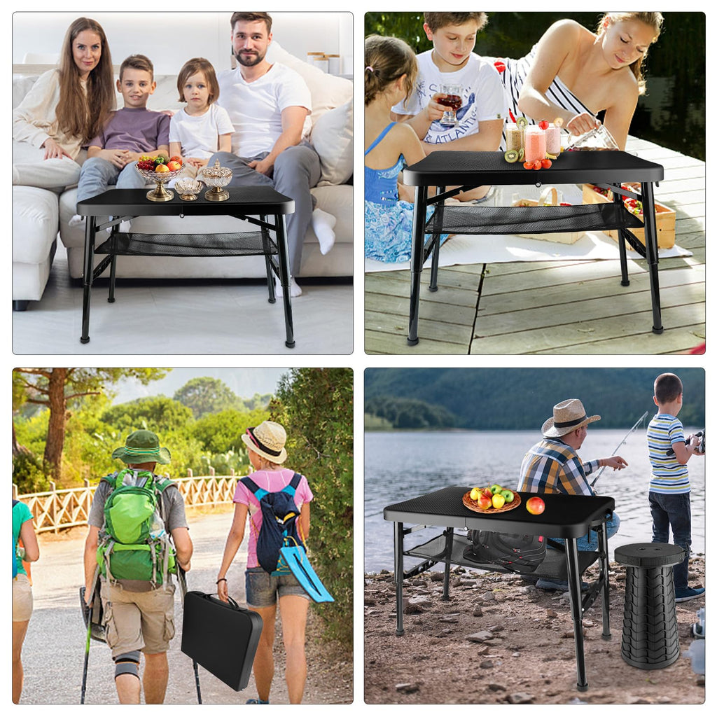 Black 4 Foot Folding Table and Stool E193459