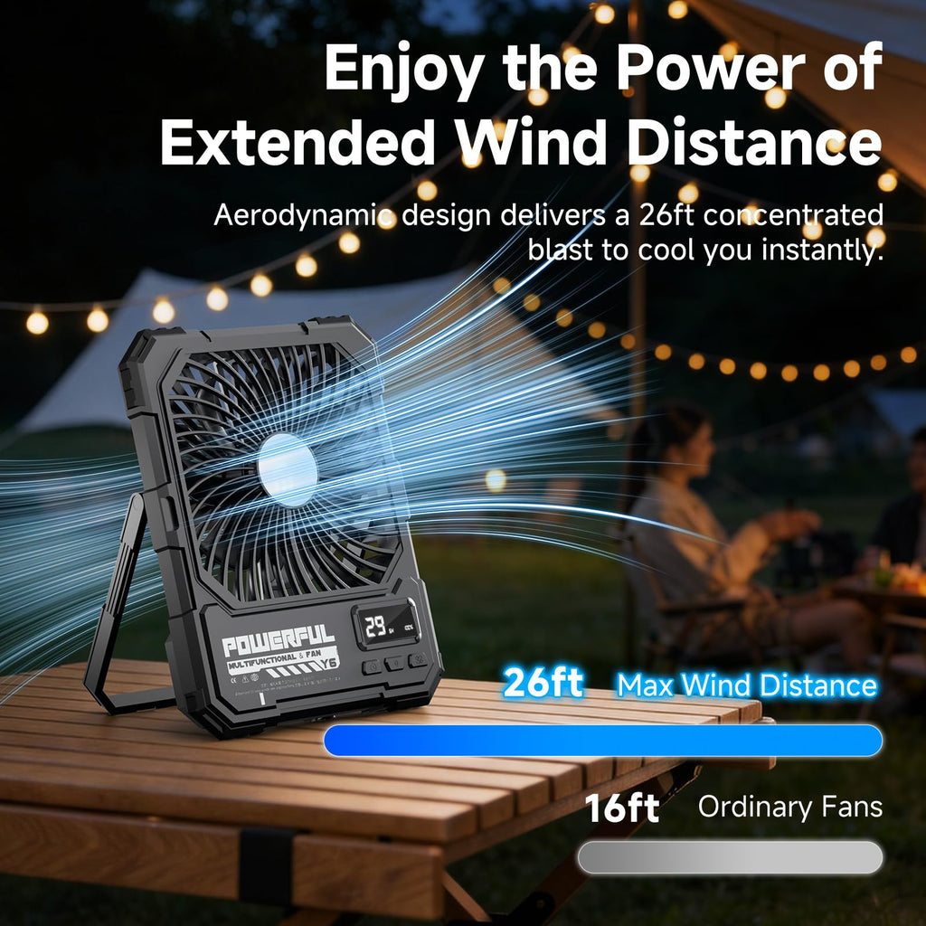 20000mAh Rechargeable Battery Powered Fan with LED Light H121