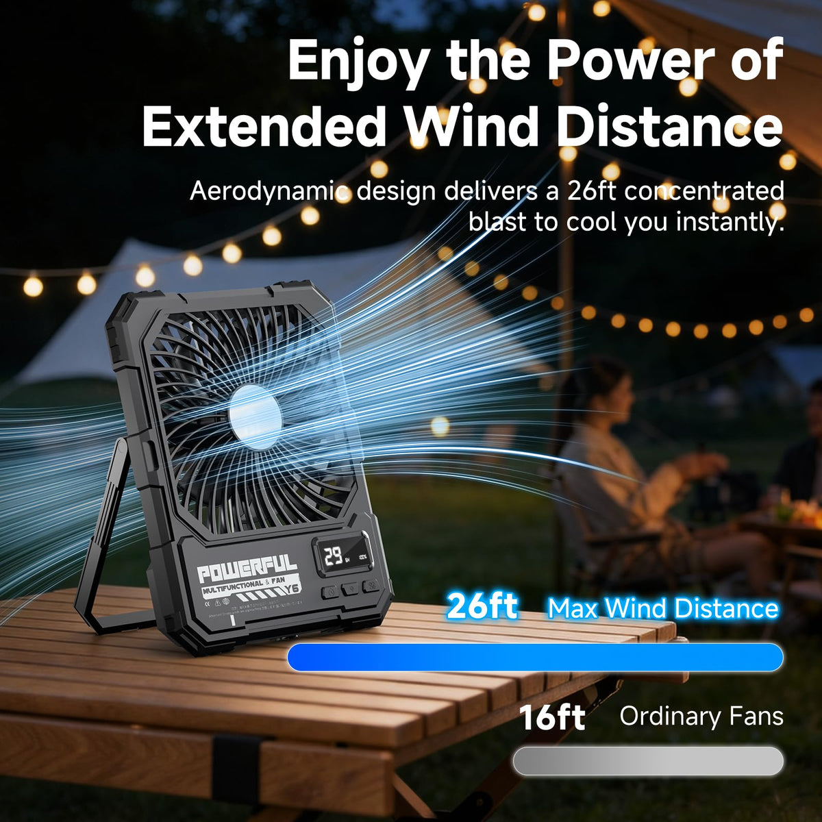20000mAh Rechargeable Battery Powered Fan with LED Light H121