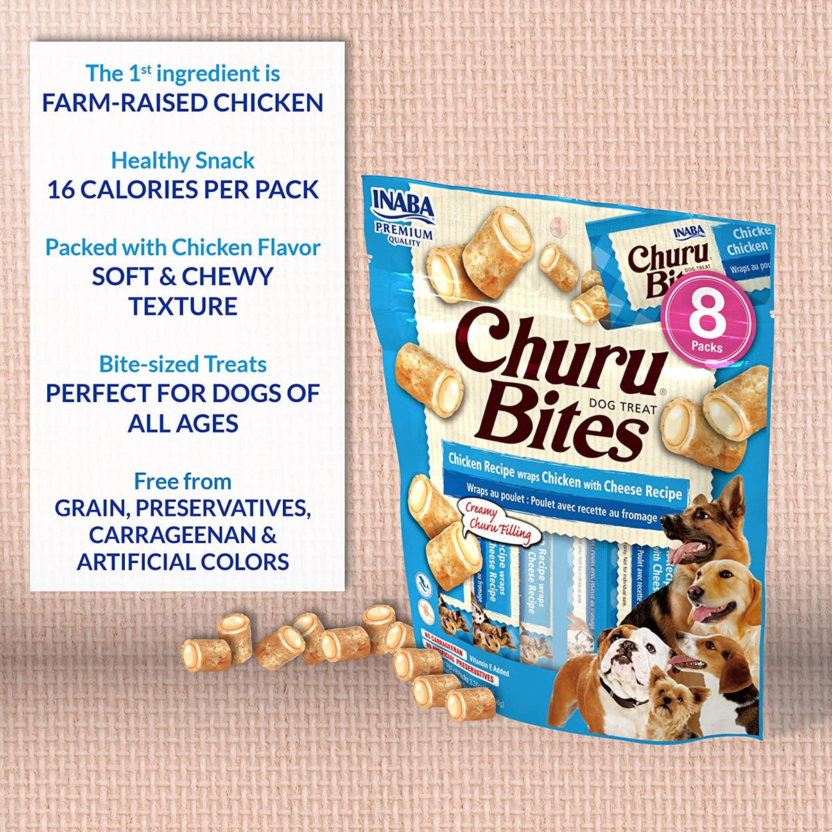 Soft Chewy Chicken Dog Treats, 4 Flavor Variety Pack Z498