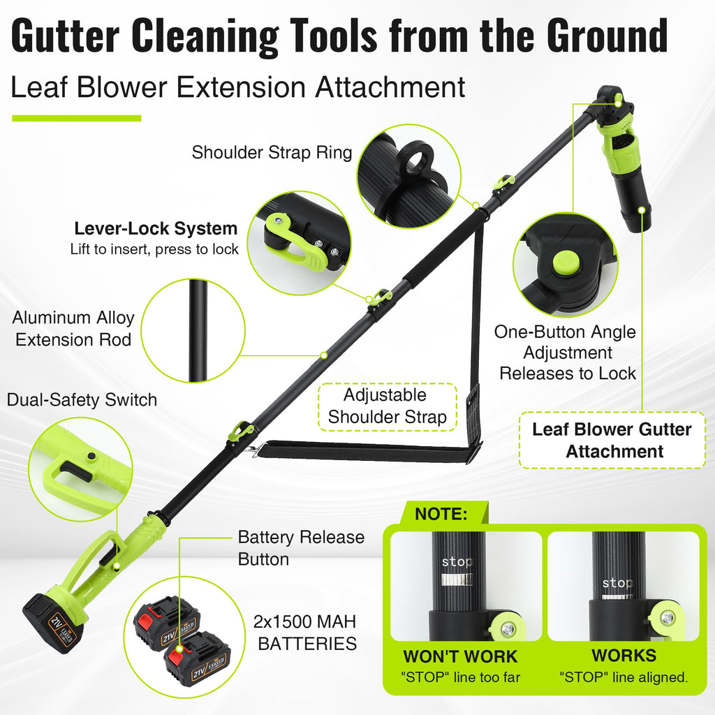 Cordless Leaf Blower with 2 Batteries 21V, 580CFM/180MPH R712