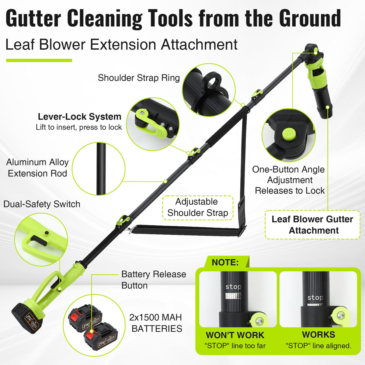 Cordless Leaf Blower with 2 Batteries 21V, 580CFM/180MPH R712