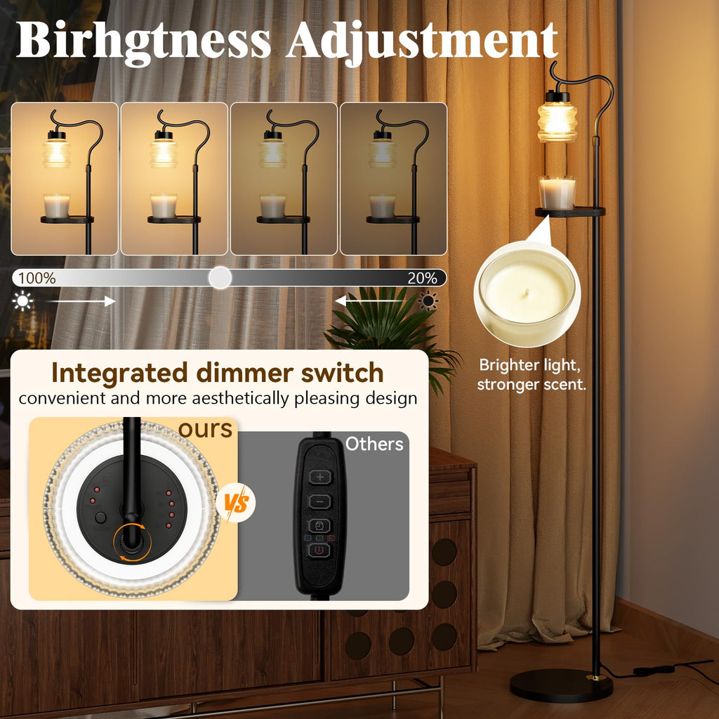 Dimmable Height Adjustable Candle Warmer Floor Lamp with Timer Q8348