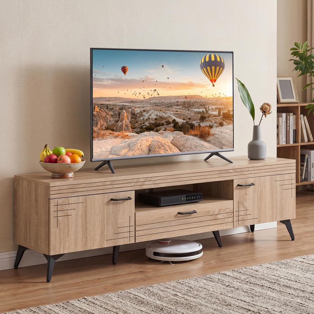 Mid Century Modern TV Stand with Storage Drawer and Open Shelf S98697