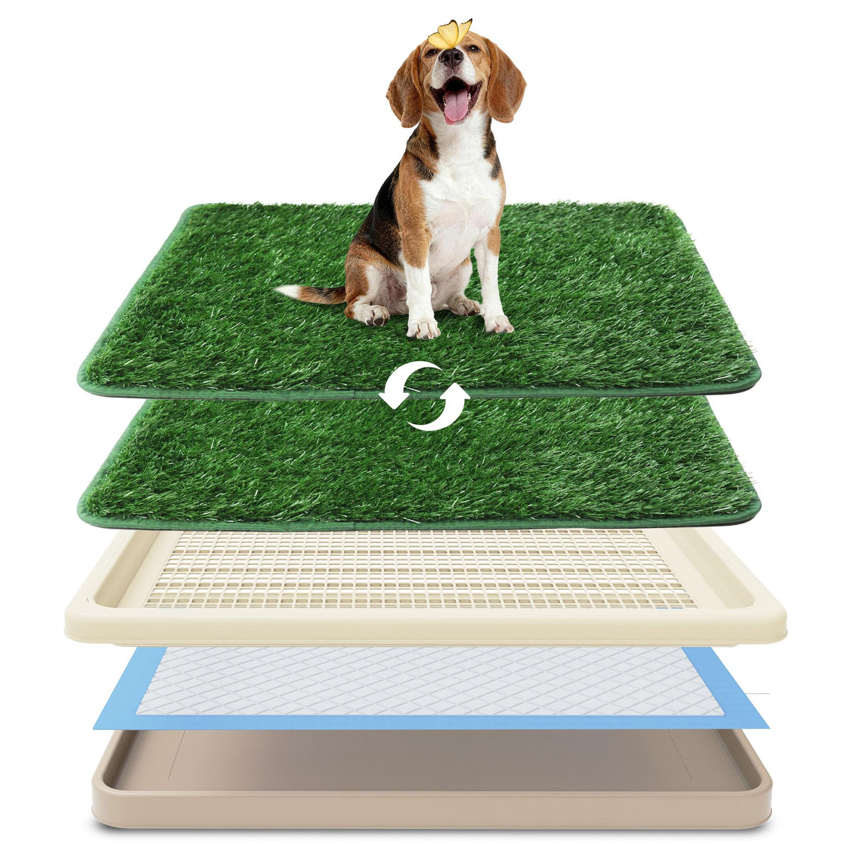 Dog Grass Pad with Tray, 2 Washable Grass Pads U629