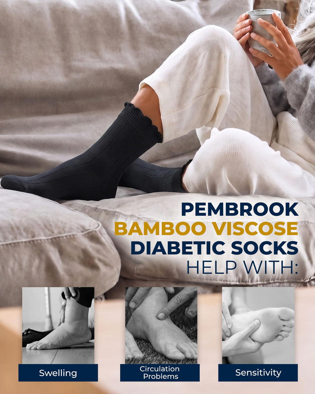 Knit Bamboo Viscose Diabetic Socks 6 Pairs F232898