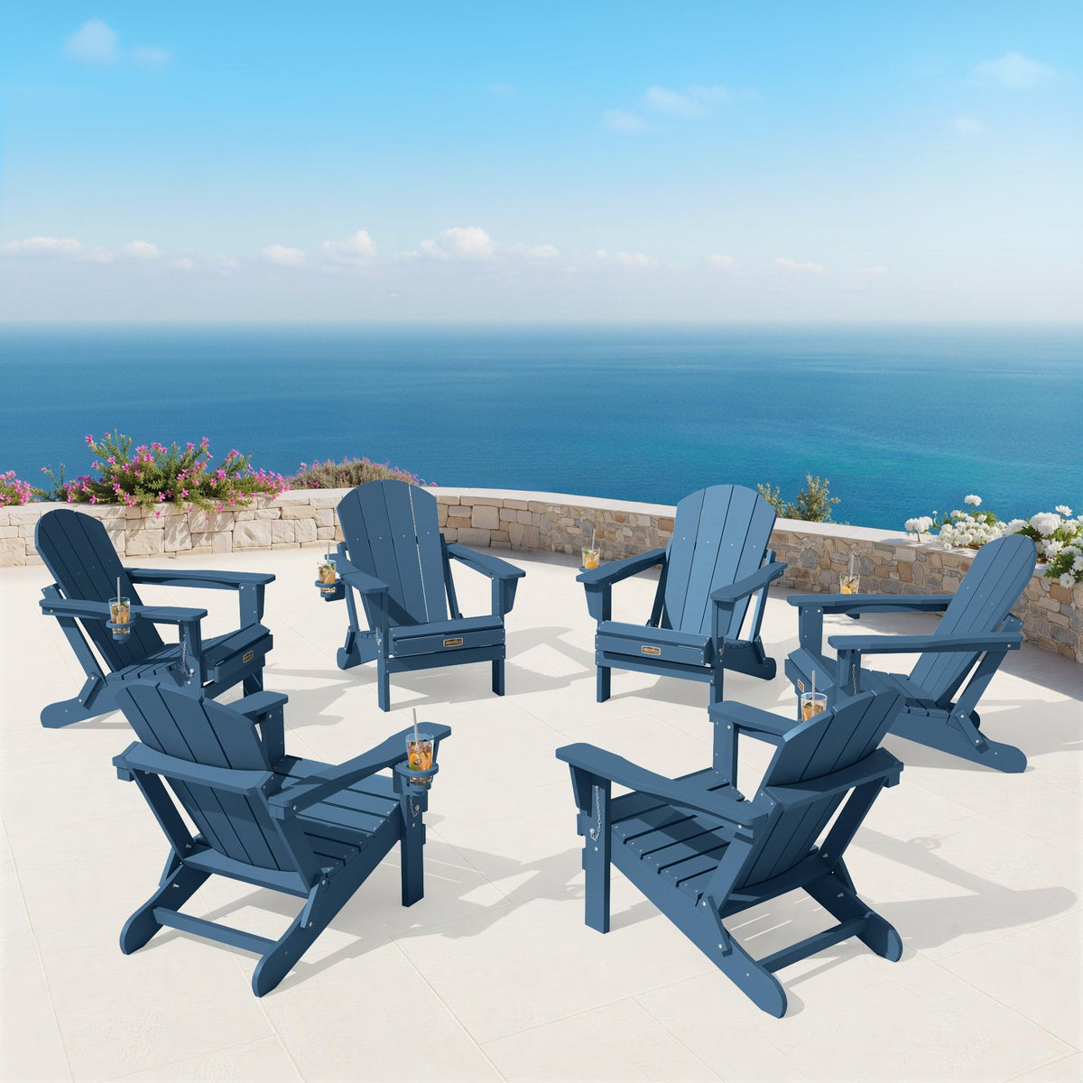 Folding Adirondack Chair Set of 2 with Cup Holder J904
