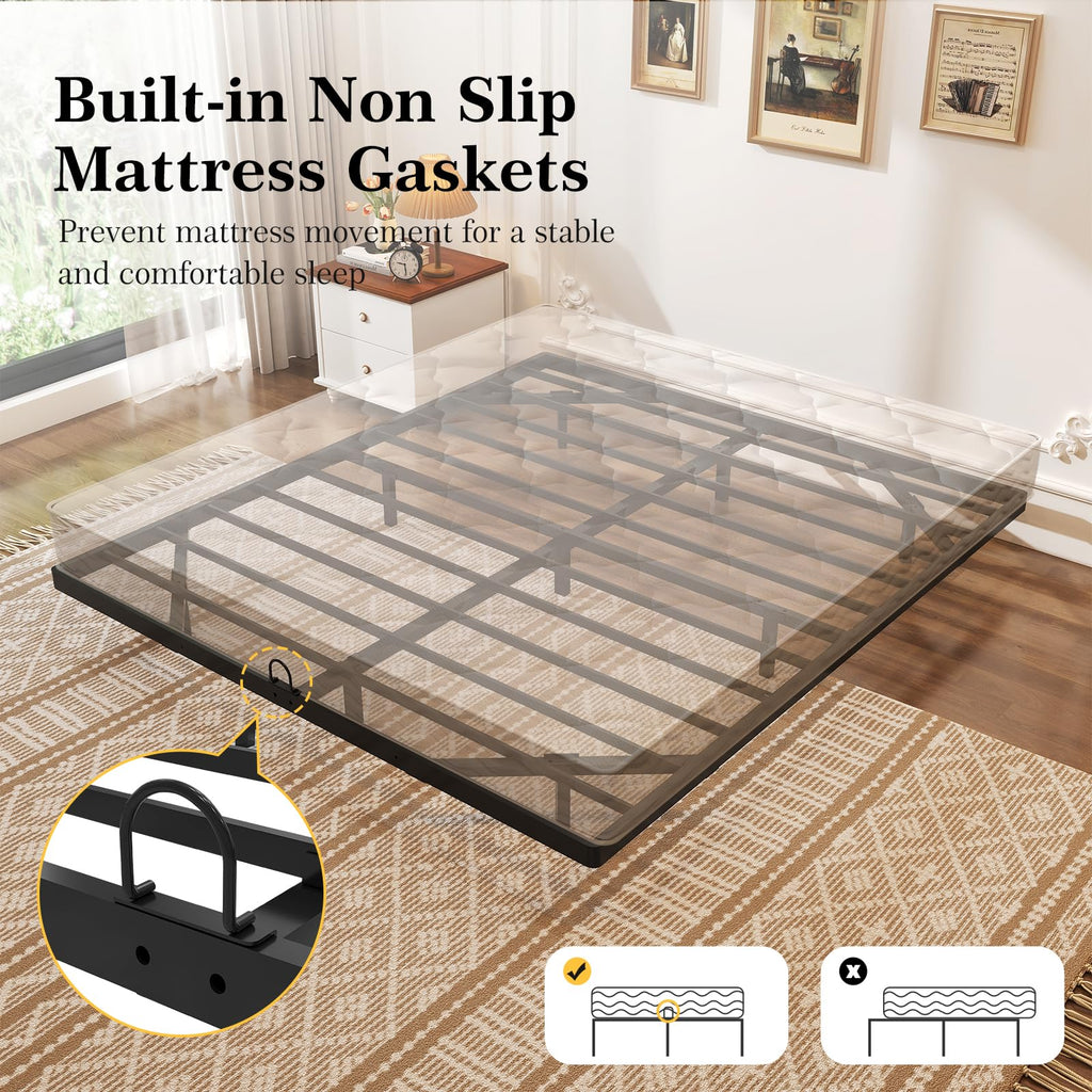 Full Size Metal Floating Bed Frame with LED Lights L1694