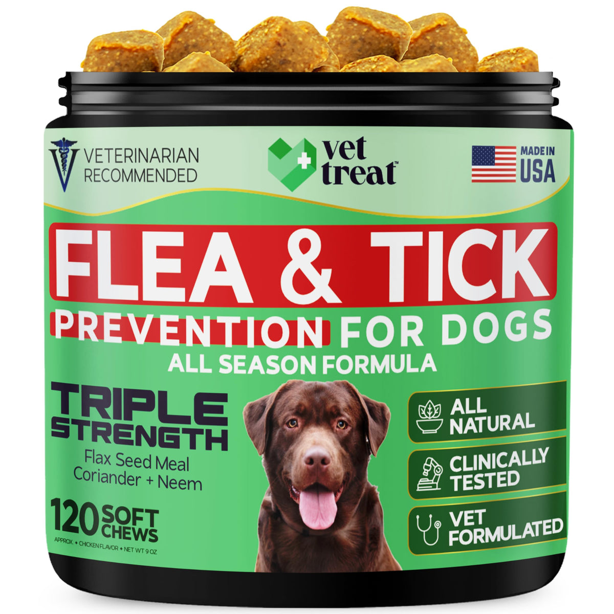Flea and Tick Chewables for Dogs Chicken 120 Soft Treats S7111