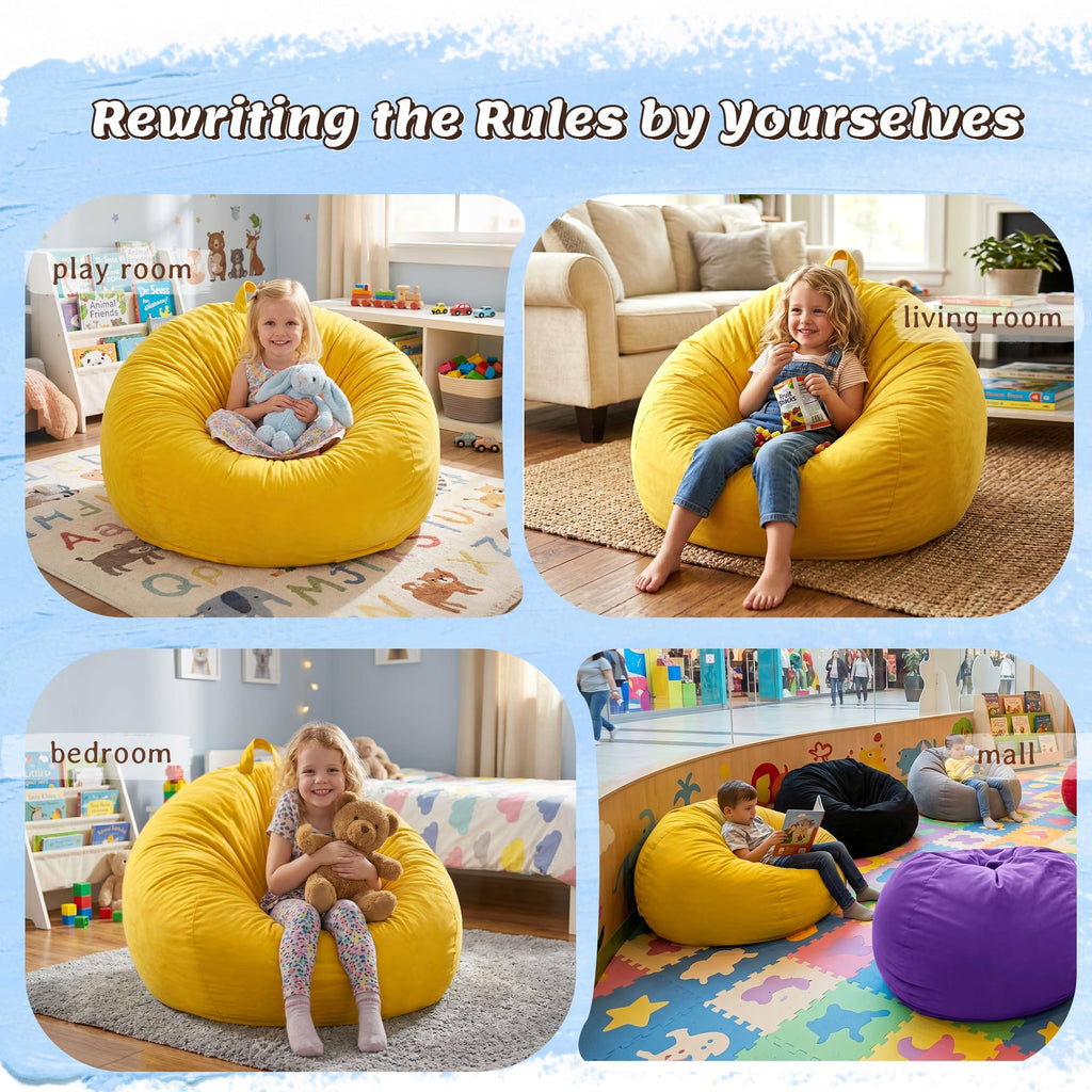 Bean Bag Chair Yellow 2FT K67682
