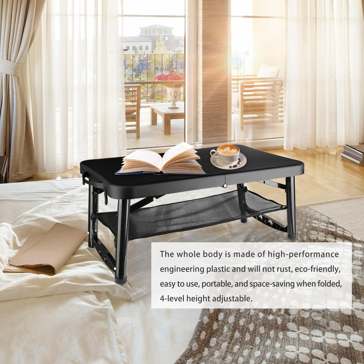 Black 4 Foot Folding Table and Stool E193459