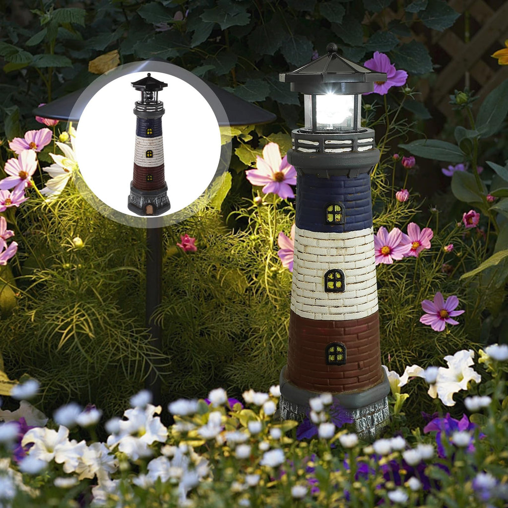 Solar Garden Lighthouse Statue 14.76In Waterproof V21071