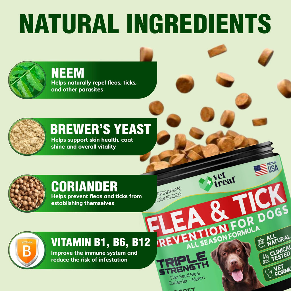 Flea and Tick Chewables for Dogs Chicken 120 Soft Treats S7111