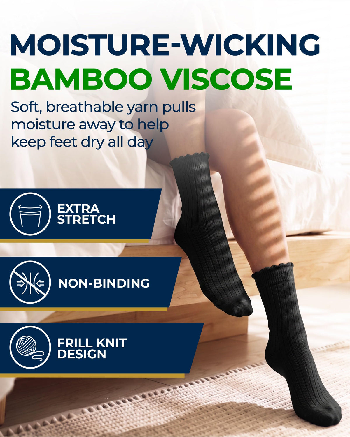 Knit Bamboo Viscose Diabetic Socks 6 Pairs F232898