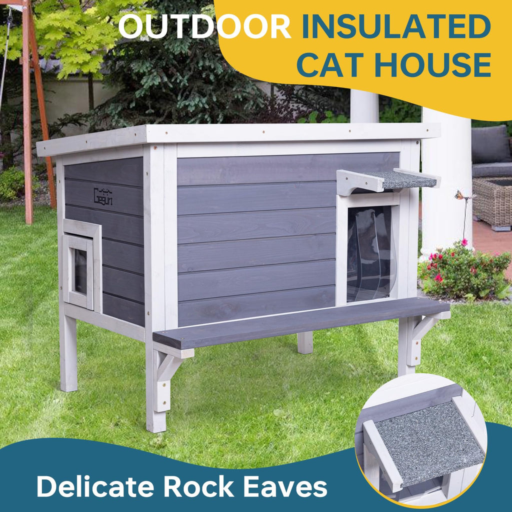 Weatherproof Outdoor Cat House with Elevated Floor G459