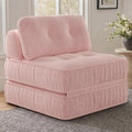 Pink Corduroy 3-in-1 Folding Sofa Bed with Memory Foam Q257704
