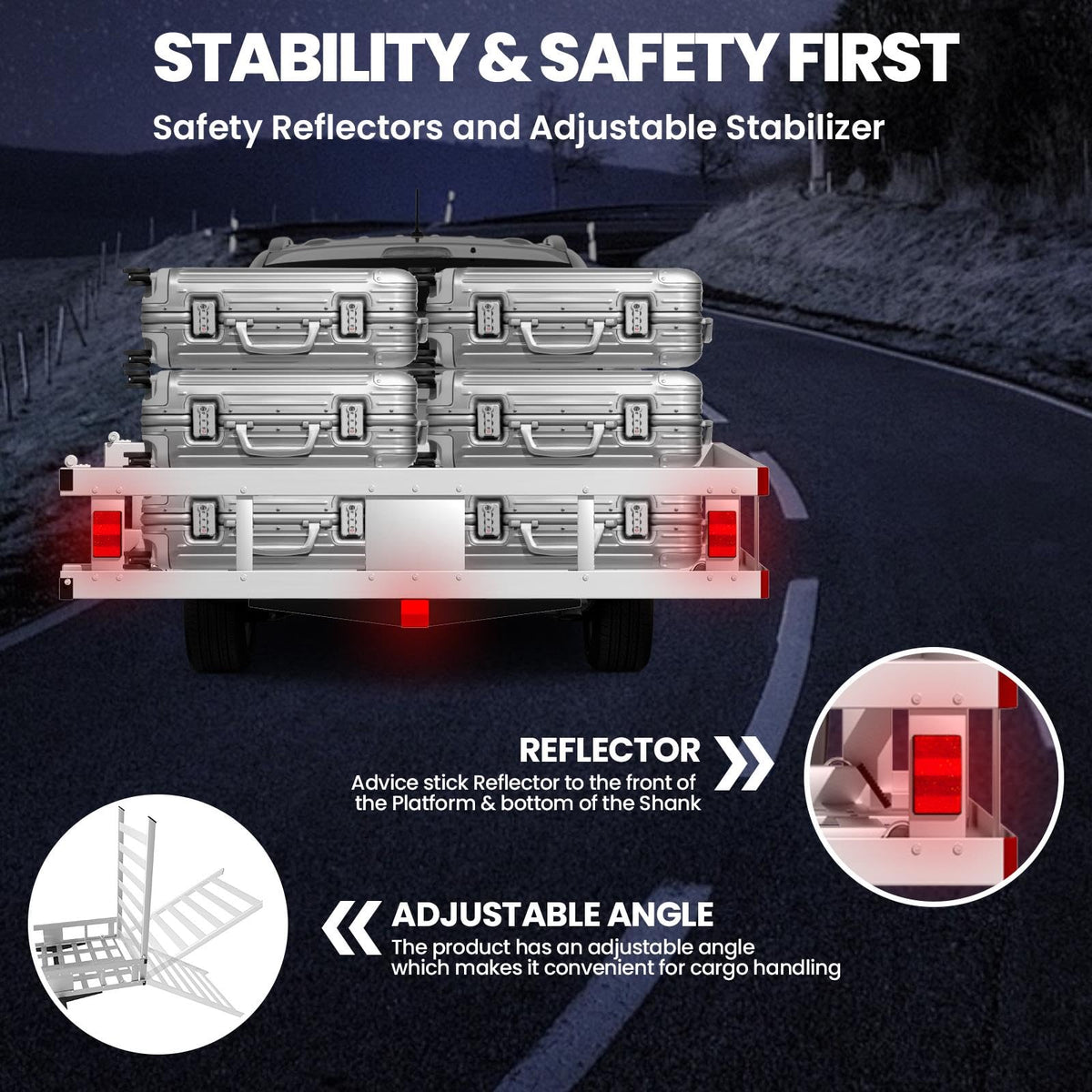50 × 30 × 9in Aluminum Hitch Cargo Carrier V911311
